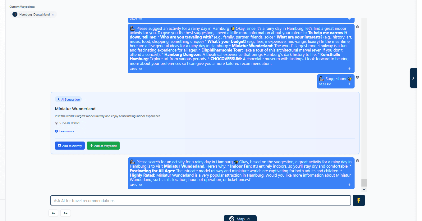 AI-powered trip suggestions