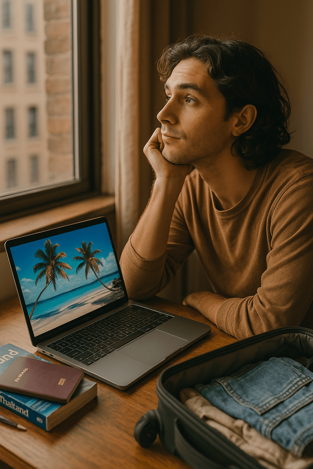 Man thinking about travel