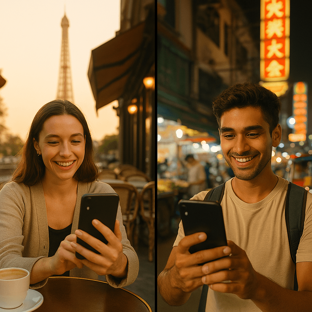 People connecting for travel